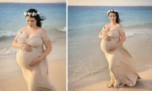 Эта женщина просто фотографировалась беременной на пляже.