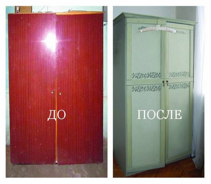 Советская мебель до и после переделки. Даже не верится, что это старая стенка!